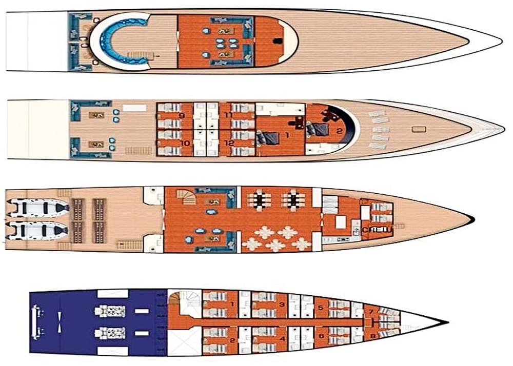 The Carlton Queen deck layout.