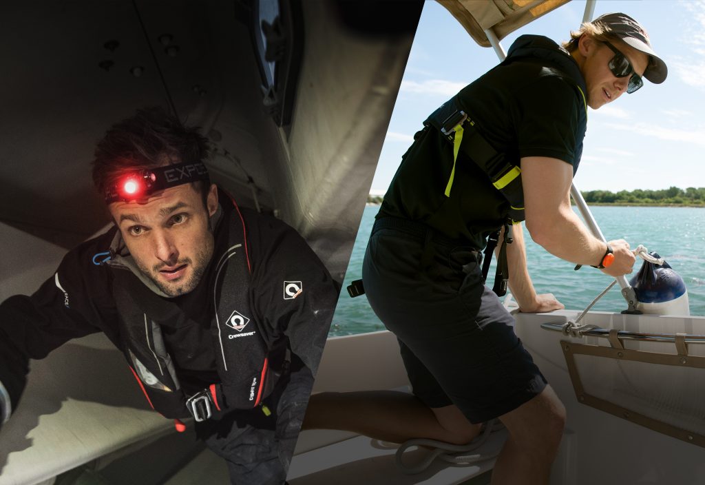 Boating products being used at sea.