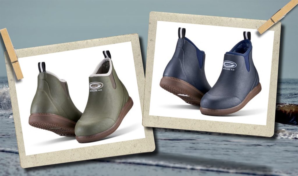 Two pairs of Grubs boots, green boots and blue boots