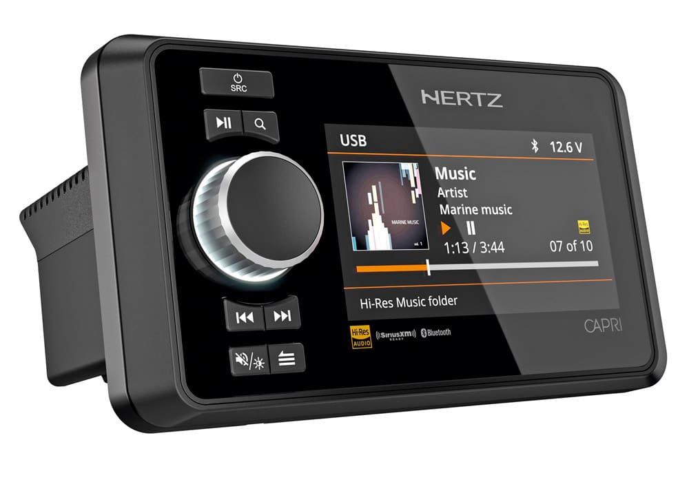Hertz Marine Capri - The unit has a 4.3” display and a minimal button count for easy access to all functions.