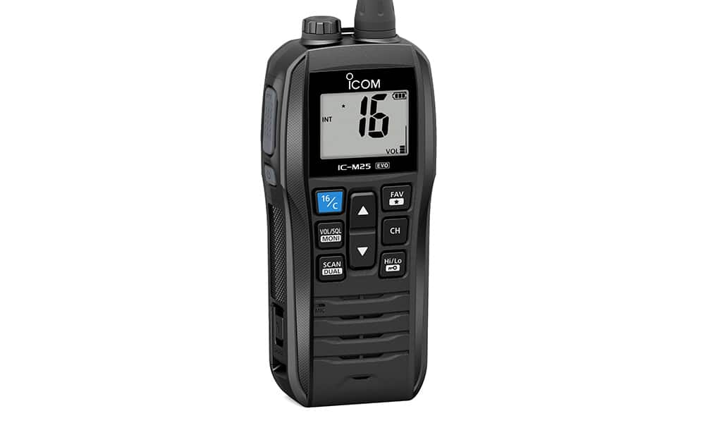Close up of handheld VHF radio