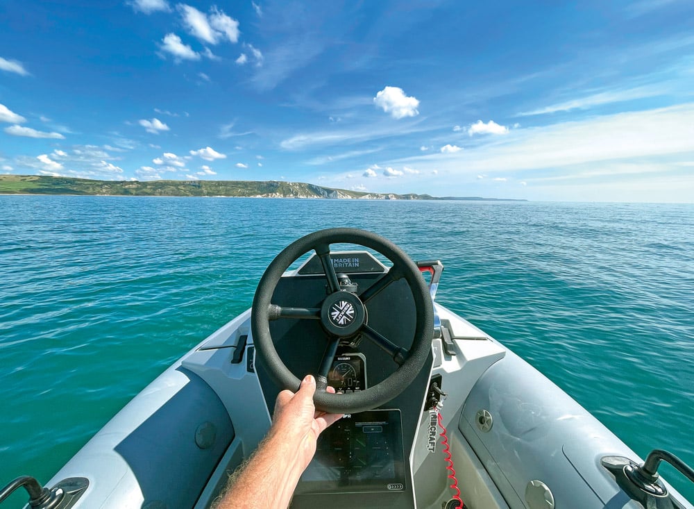 Going the distance in the little Ribcraft.The conditions were near perfect.