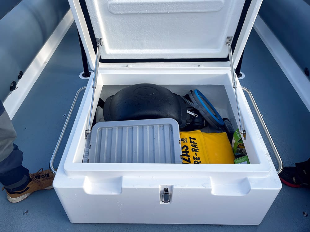 Aft deck storage box.