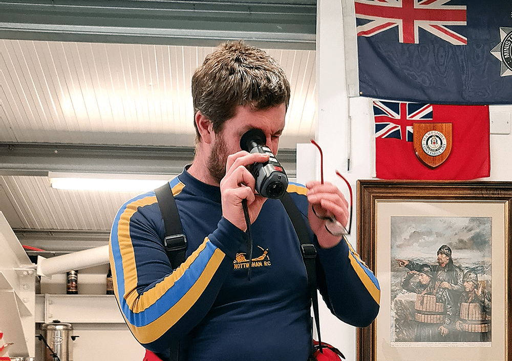 Ian checking the FLIR night vision monocular.