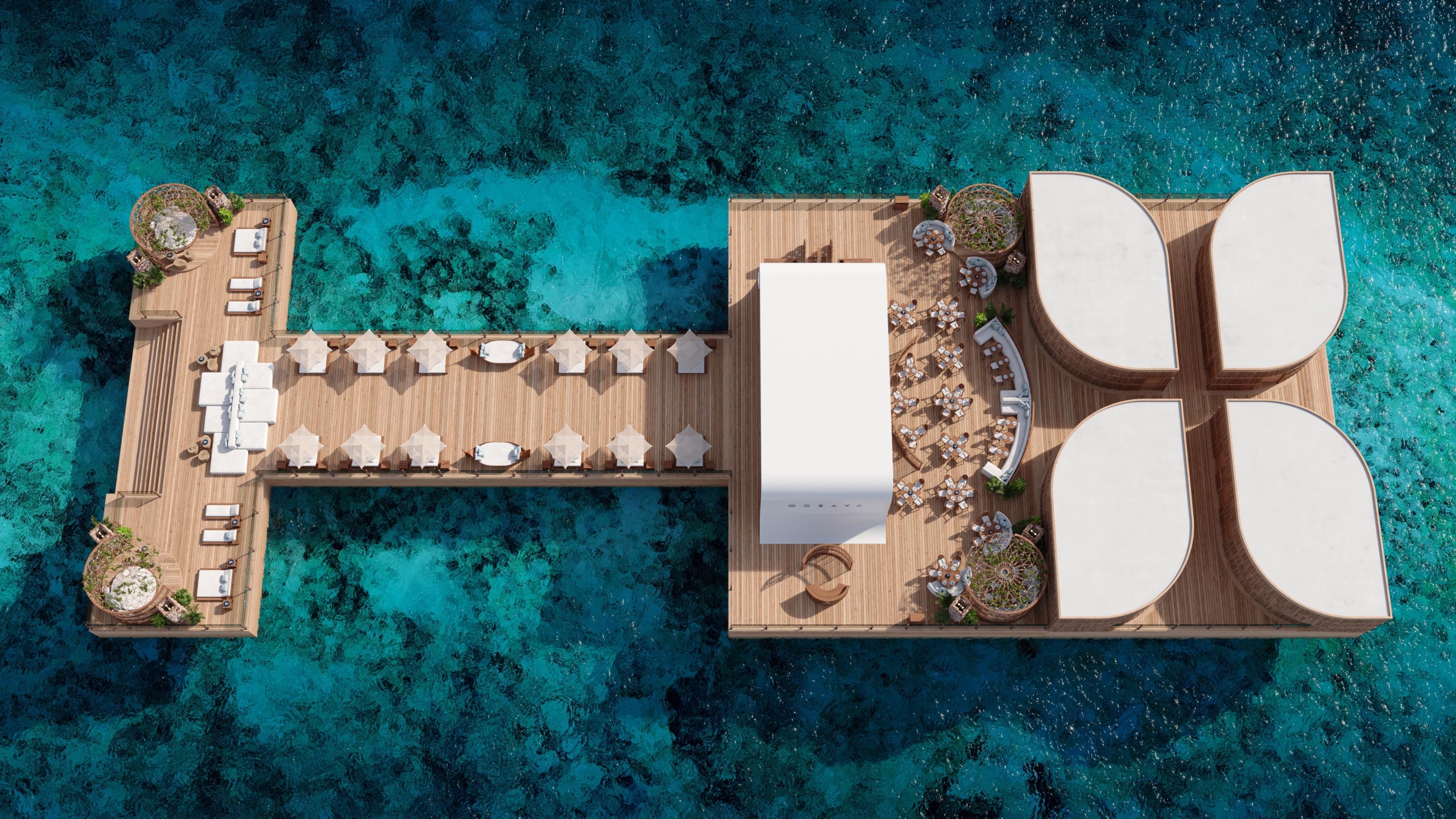 Oceaya view Ibiza. Meyer floating solutions. Floating stage