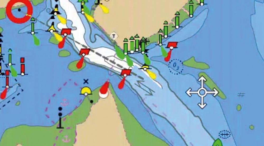 A Raymarine LightHouse Chart showing reduced layers of detail