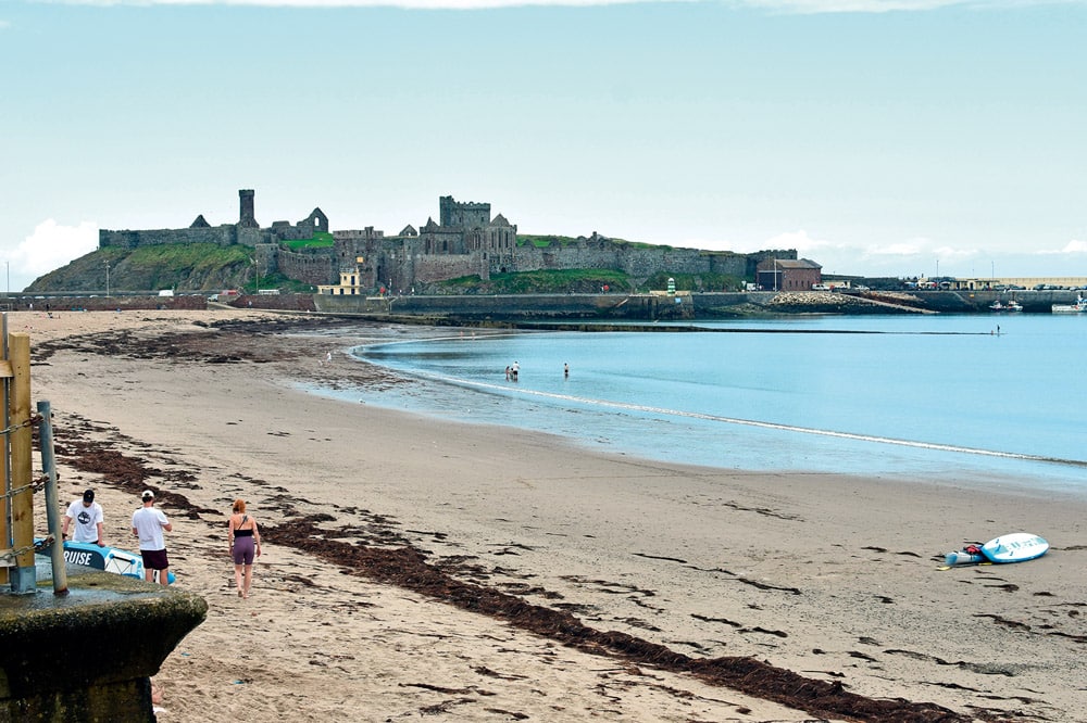 Peel beach and castle. Holyhead to Peel boating adventure
