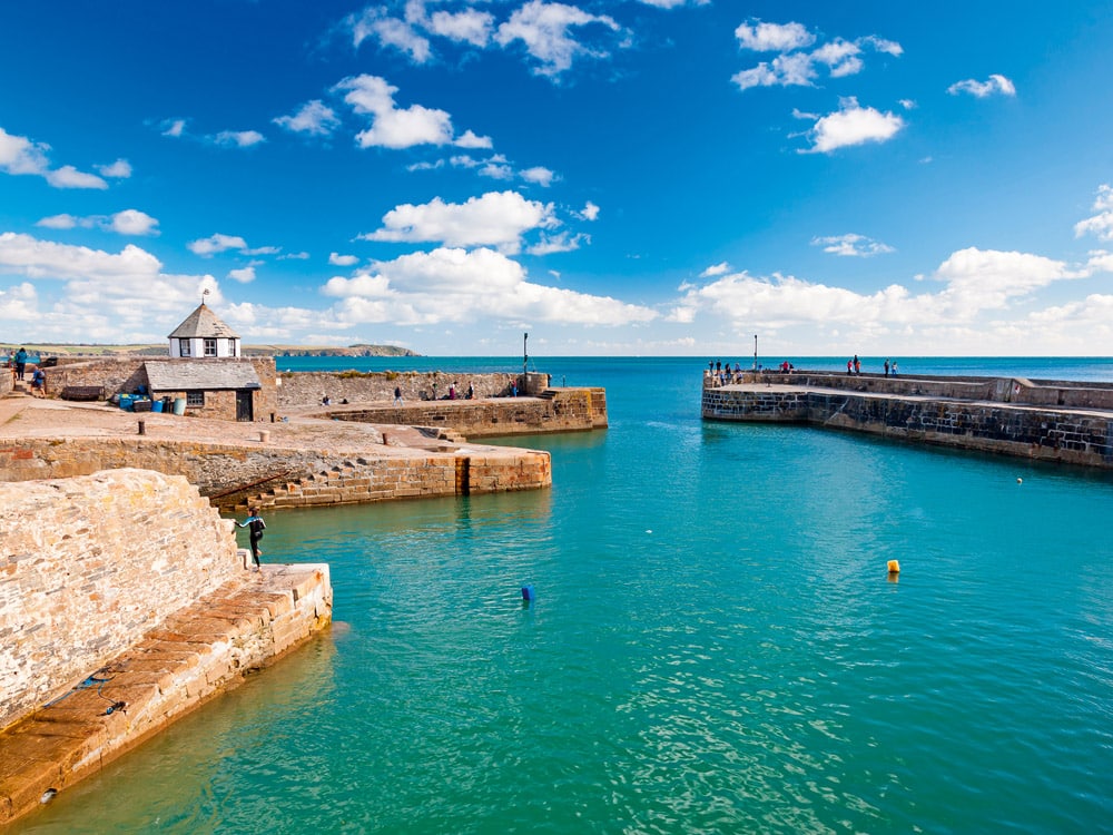 Beautiful sunny summers day at Charlestown Harbour near St Austell Cornwall England UK Europe