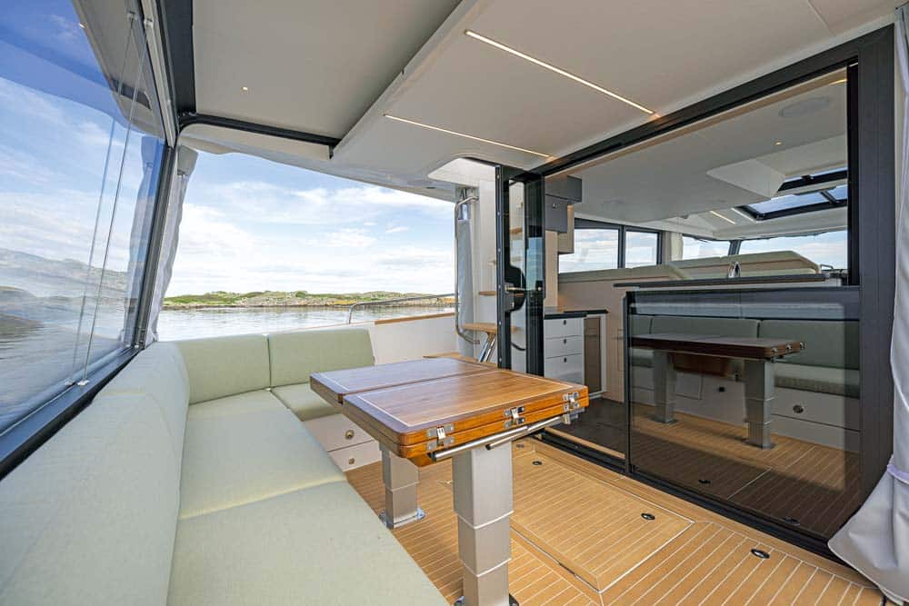 Practical design of aft social and dining area.