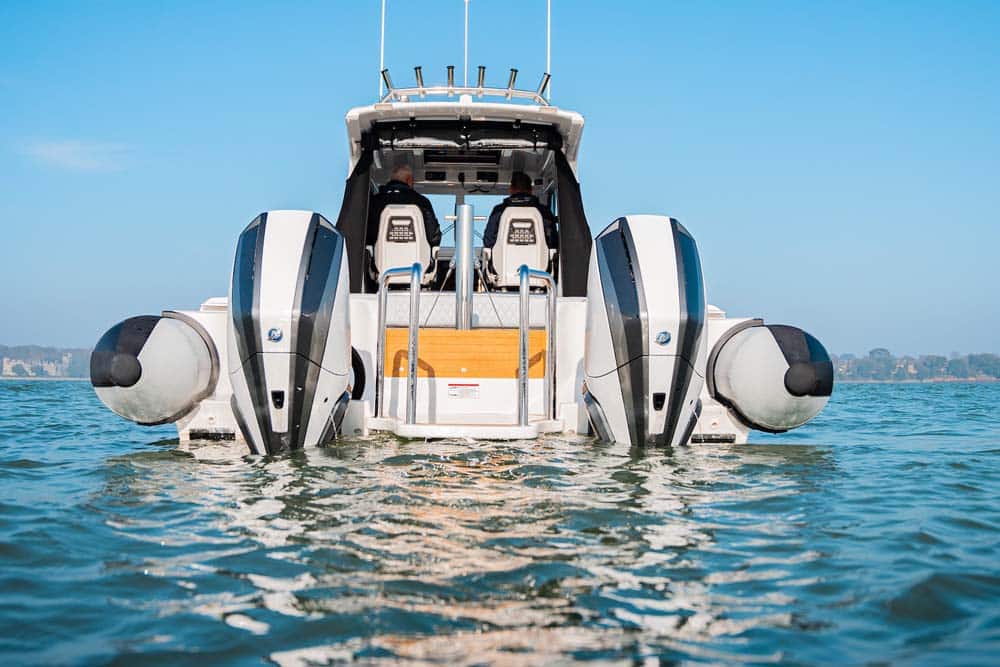 Protector Boats Unveils Custom Superyacht Tender. Protector Targa 380. custom engine wrapping