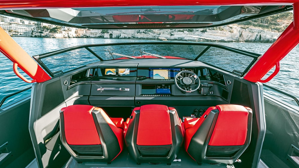 The helm provides plenty of weather protection.