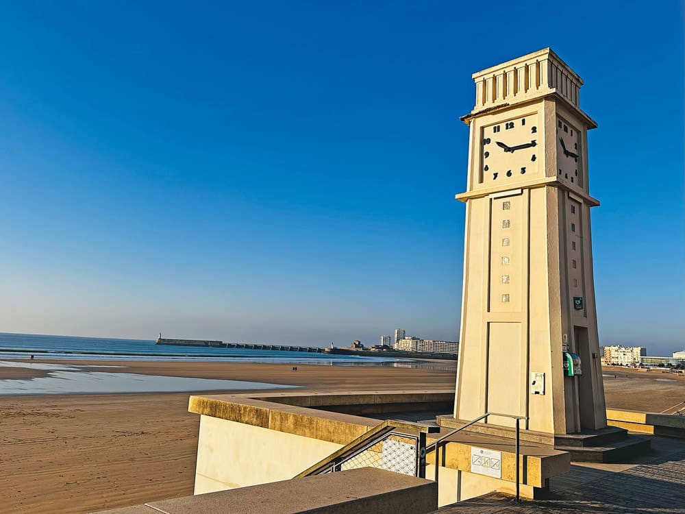 The 4 sided clock on Le Remblai was built in the 50`s on the site of a WWII fort