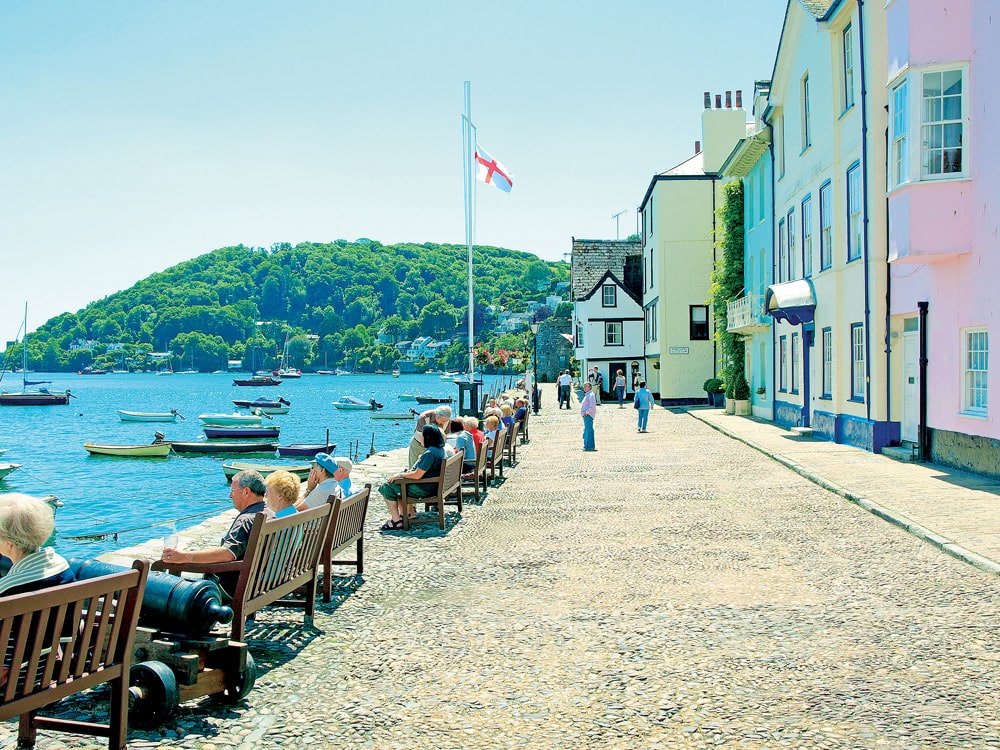 Dartmouth, River Dart. The historic Bayard’s cove quay where sailing ships once departed to lands like America and the Indies at Dartmouth in Devon. © iStock-Oscar Hill