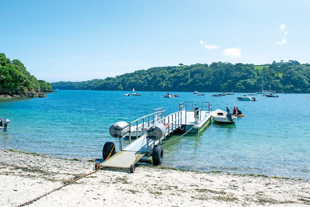 The pontoon at Helford Passage makes alighting from your teneder easy.
