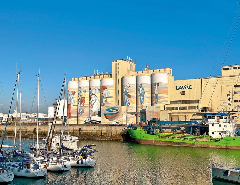 The town`s pride in their marine heritage is clear to see on these silos.