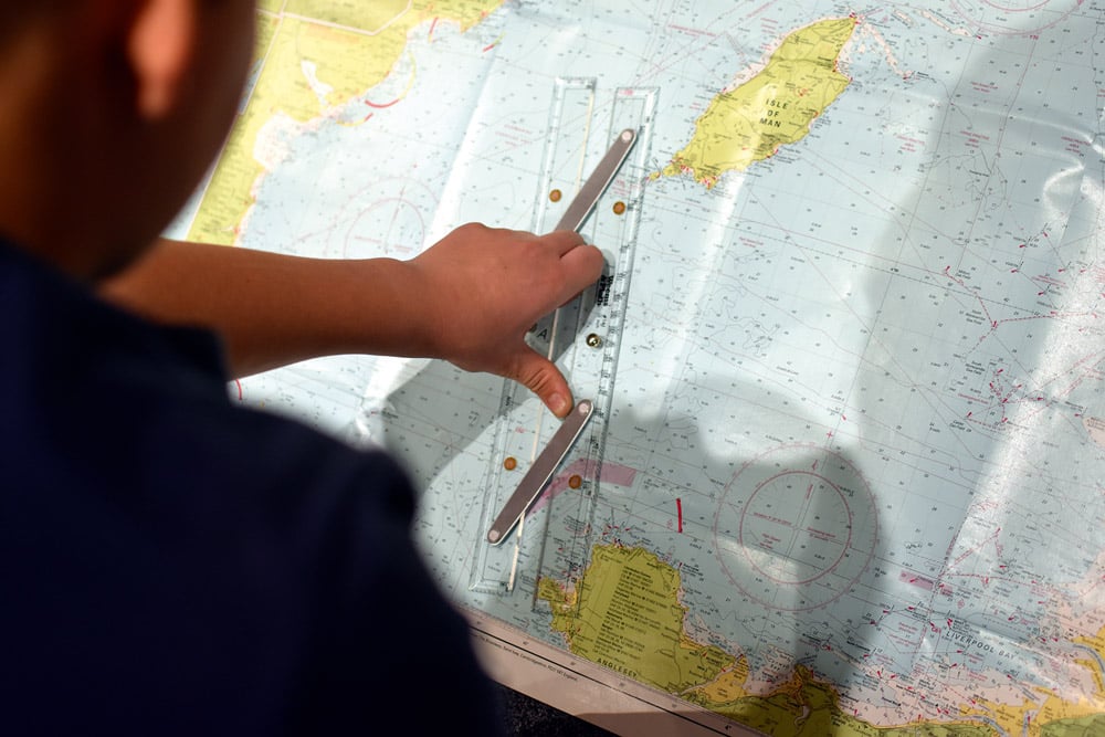 Tom plotting our course to the Calf of Man.
