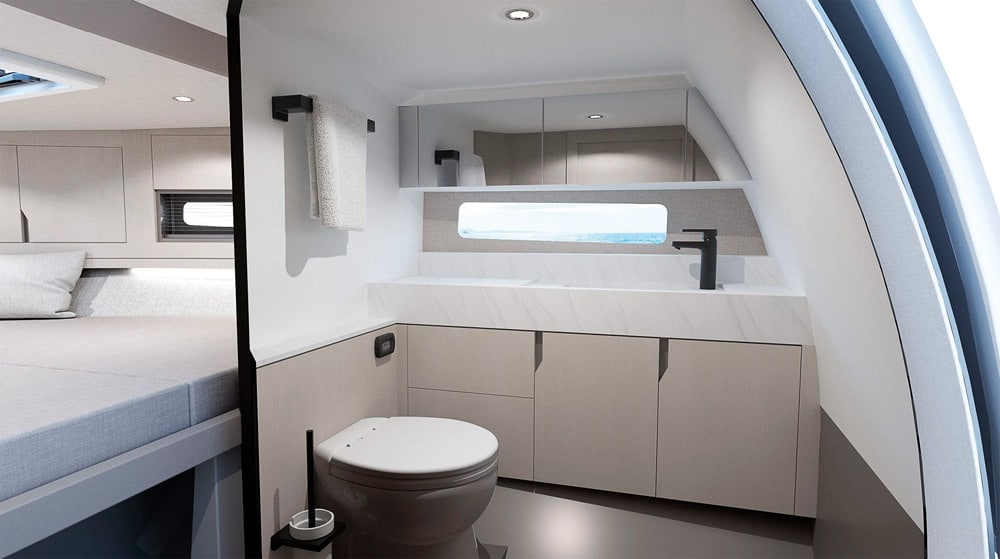 Spacious heads and washing facilities.