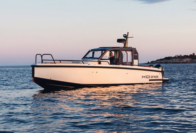 DFNDR 9 - This 2023 award winning boat has enormous sunbeds, a private heads and berths for two.