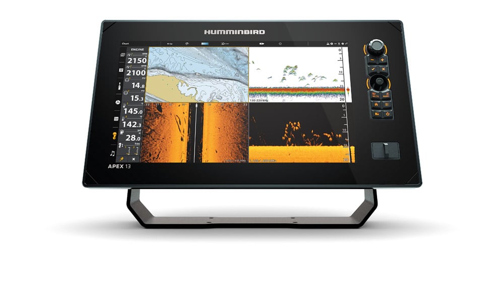 The Humminbird Apex 13 Mega SI+ chartplotter