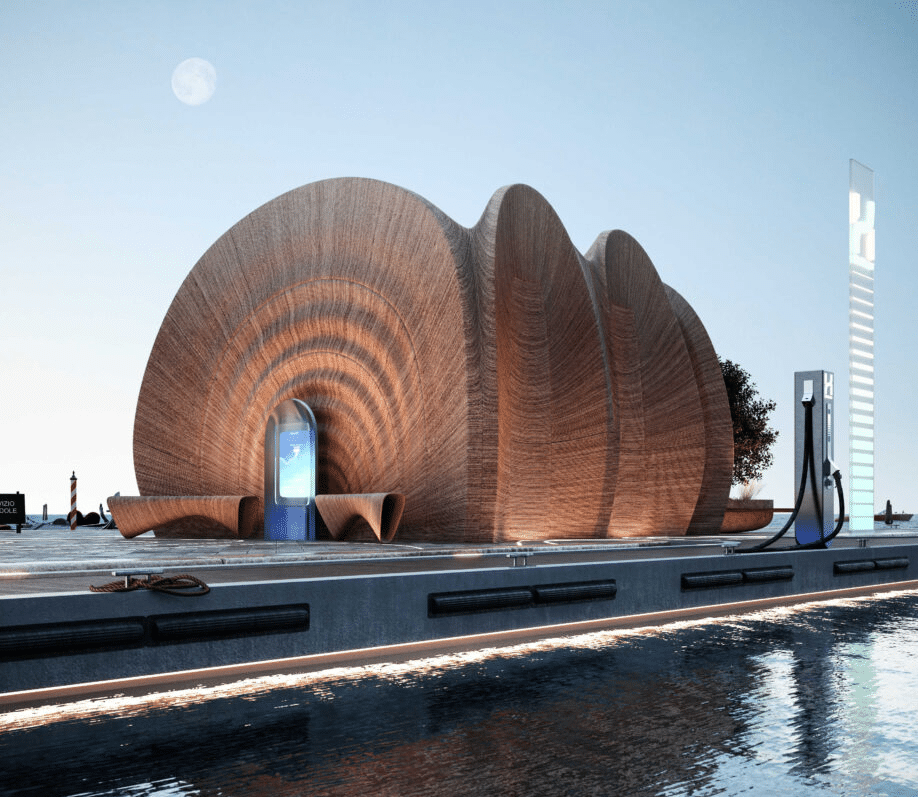 green hydrogen refuelling station in Italy. © Zaha Hadid Architects, render by Tecma Solutions