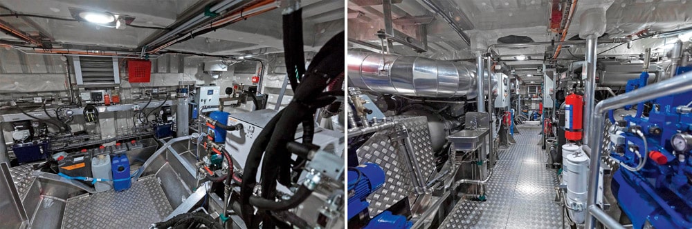 The engine room is a vast space with room for the large heavy batteries and cooling systems.