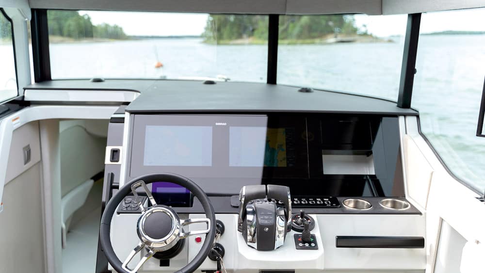 Ergonomic dash with large screens.