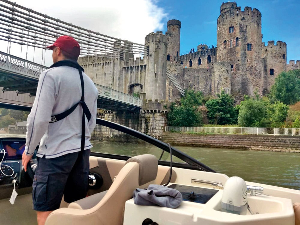 Paul at the helm, mindful of the speed limit