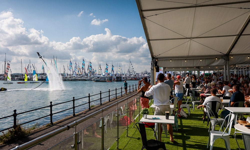 Spectators viewing the watersports from the quay side