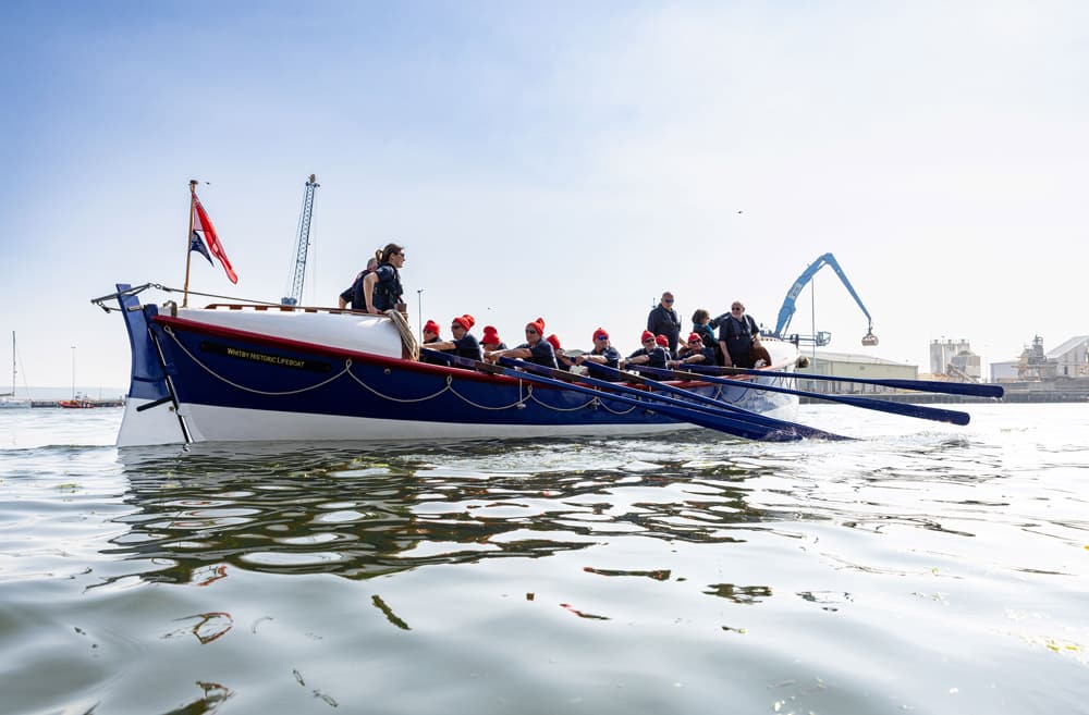 The rowing lifeboat, the William Riley which went on active service in 1909 taking part in the RNLI flotilla.