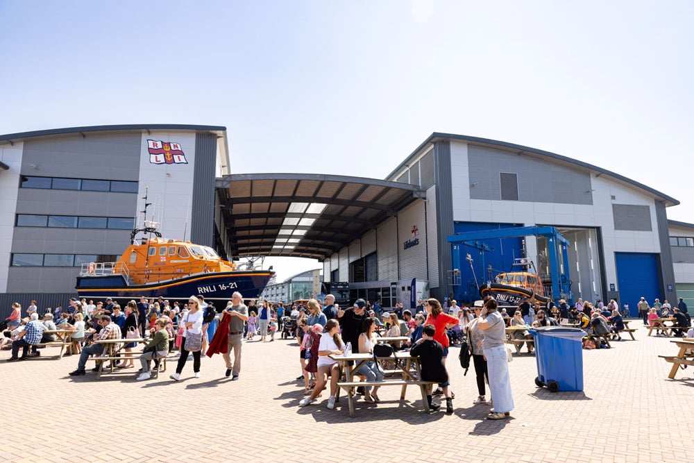 The All-weather RNLI Lifeboat Centre bustling with supporters