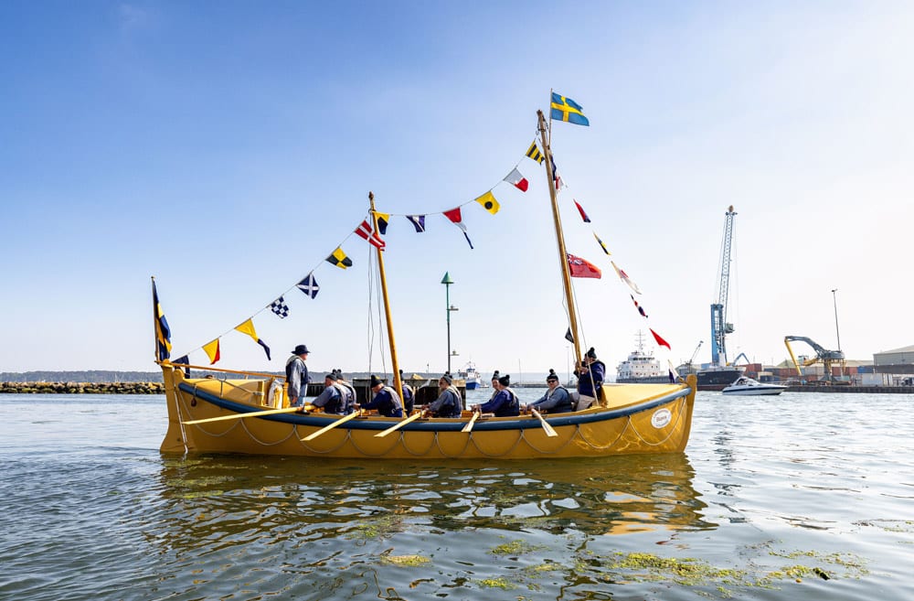 The oldest lifeboat taking part came from Sweden and was build in 1868. Flotilla at Poole RNLI Lifeboat Festival - 2024
