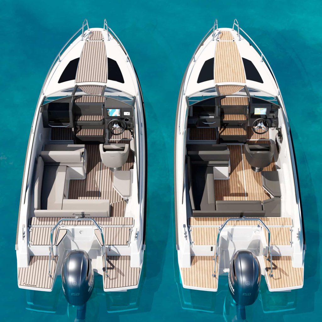 Yamarin 63BR & 63D - The new Yamarin 63 DC also features lighter cushion patterns. The driver now benefits from an updated steering console and an armrest that enhances driving comfort.