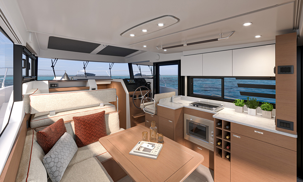 Interior of Beneteau Swift Trawler 37 Flybridge version.