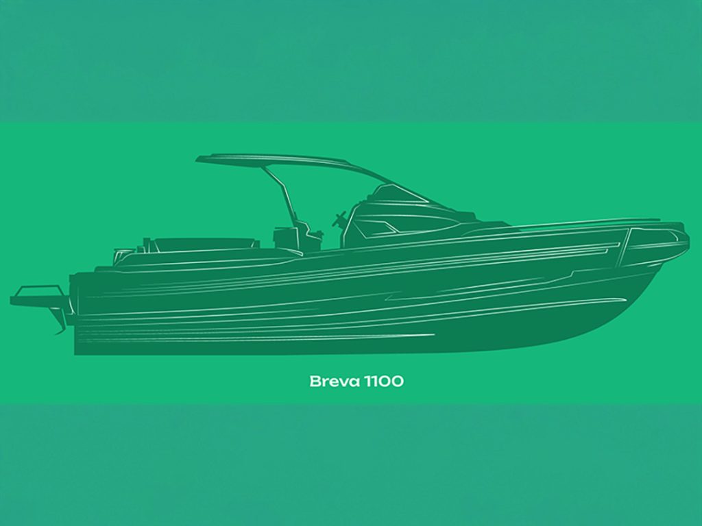 Silhouette of Breva Marine's 1100 RIB.