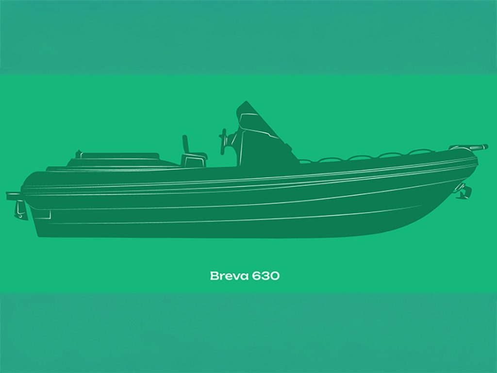 Silhouette of Breva Marine's 630 RIB.
