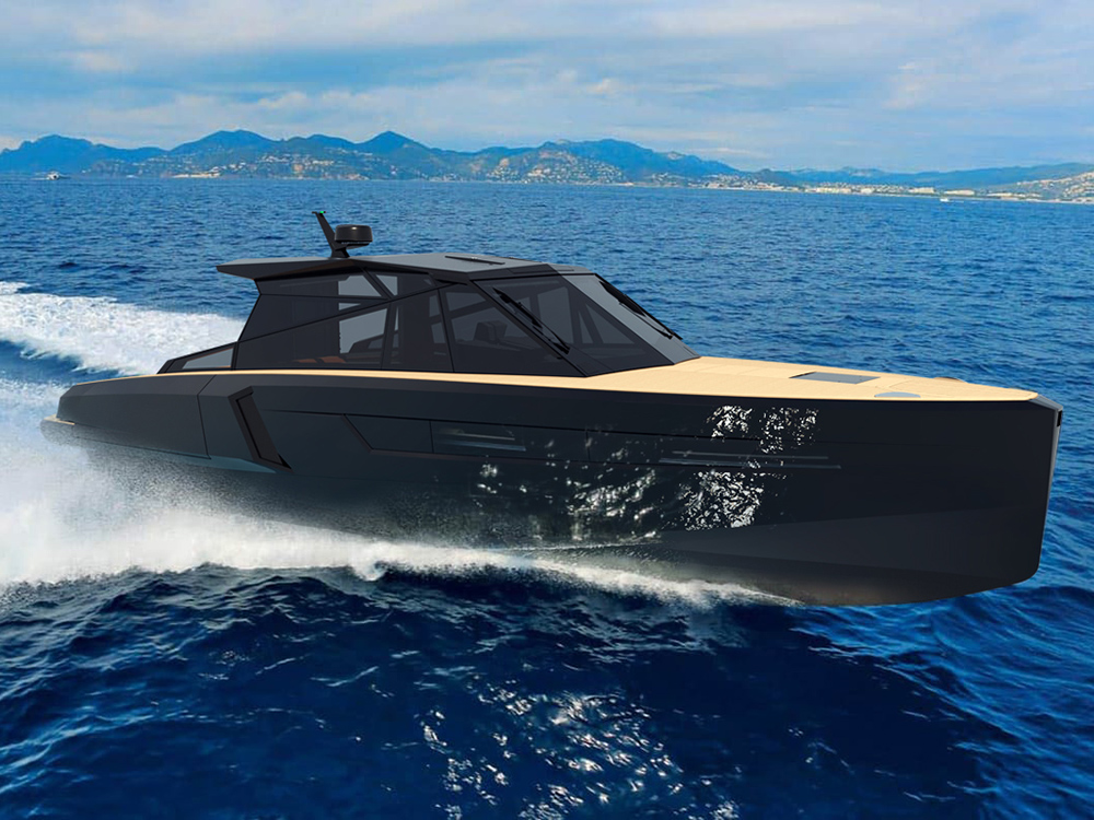 Evo R4 Icone luxury yacht cruising on water.