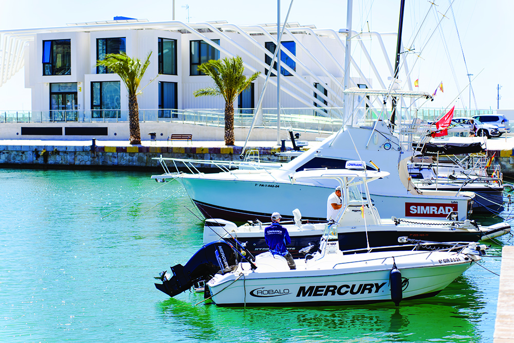 View of Navico's Experience Centre on the water at Alicante