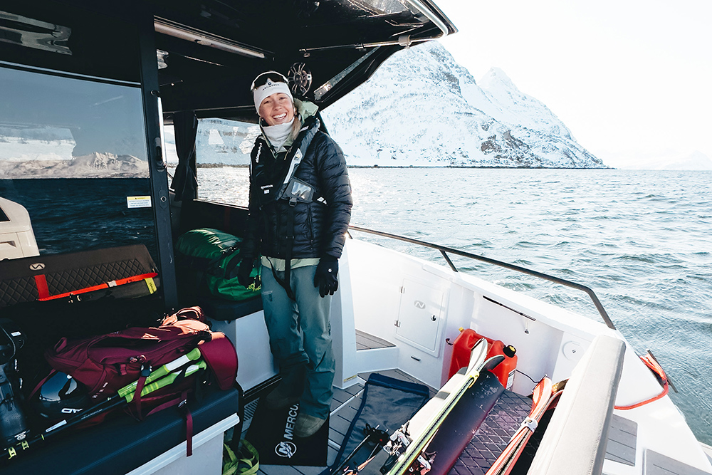 Girl wrapped up in warm clothes on Nordkapp boat