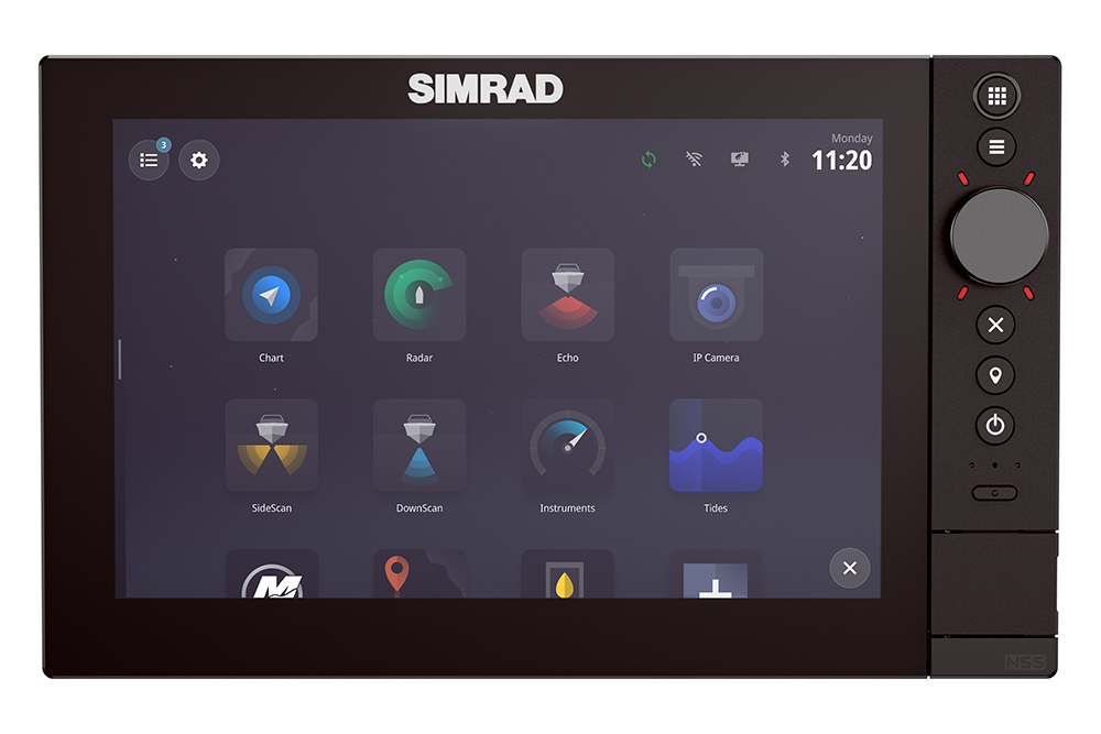 Studio shot of the main screen of the Simrad NSS4