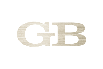 Grand Banks logo, two gold characters in Serif font, GB