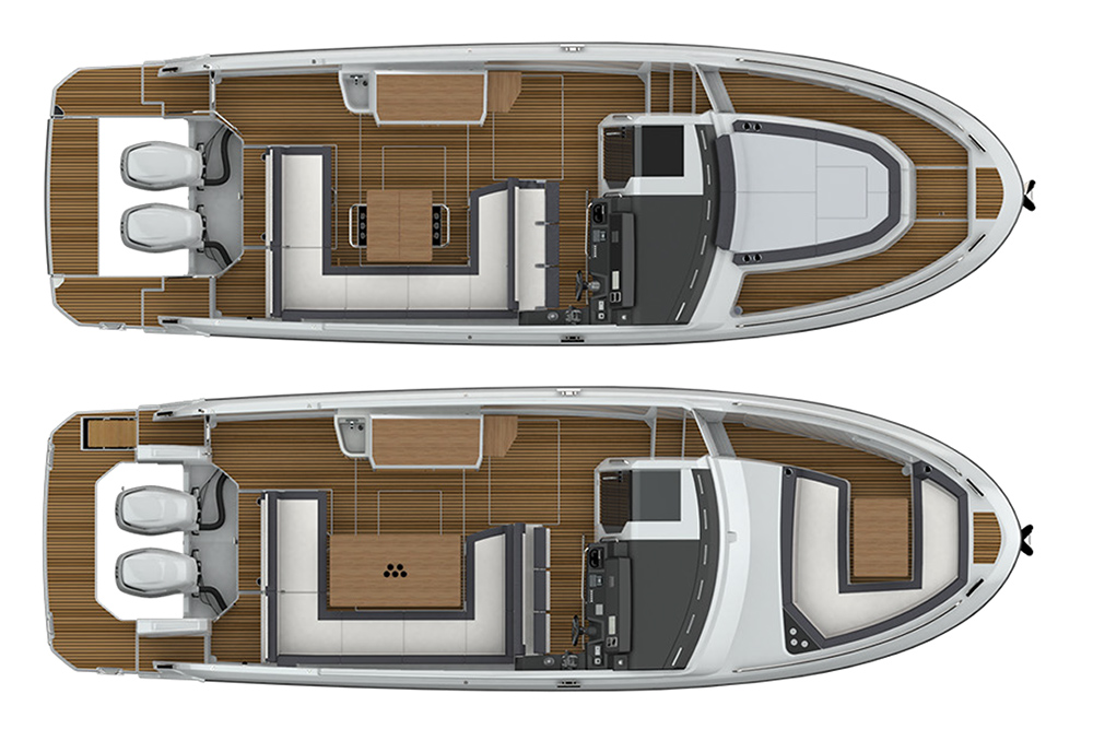 CAD drawings of internal layouts of Bavaria VIDA 33