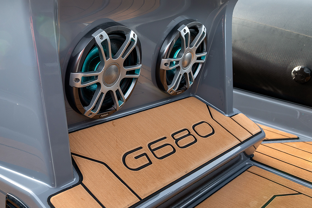 Fusion speakers onboard RIB.