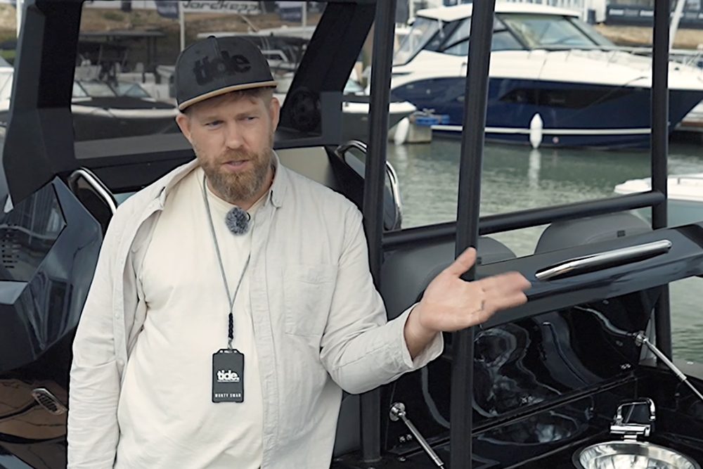 Presenter talking onboard Stingher RIB