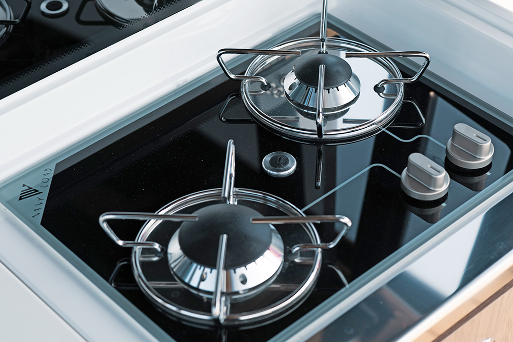 Two gas rings on a boating hob