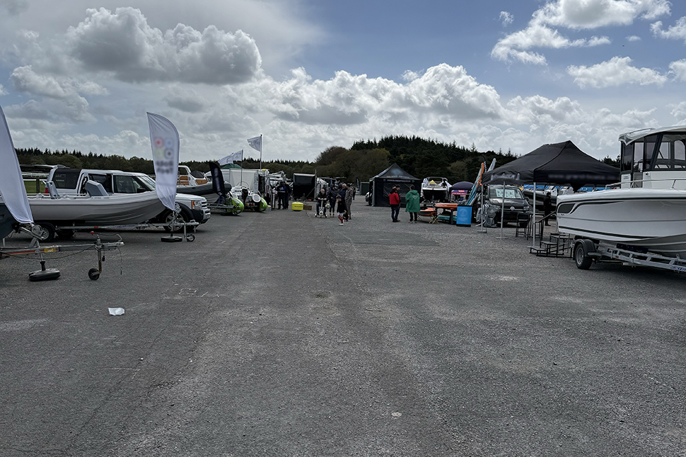 Car park boat show showing empty space and grey skies