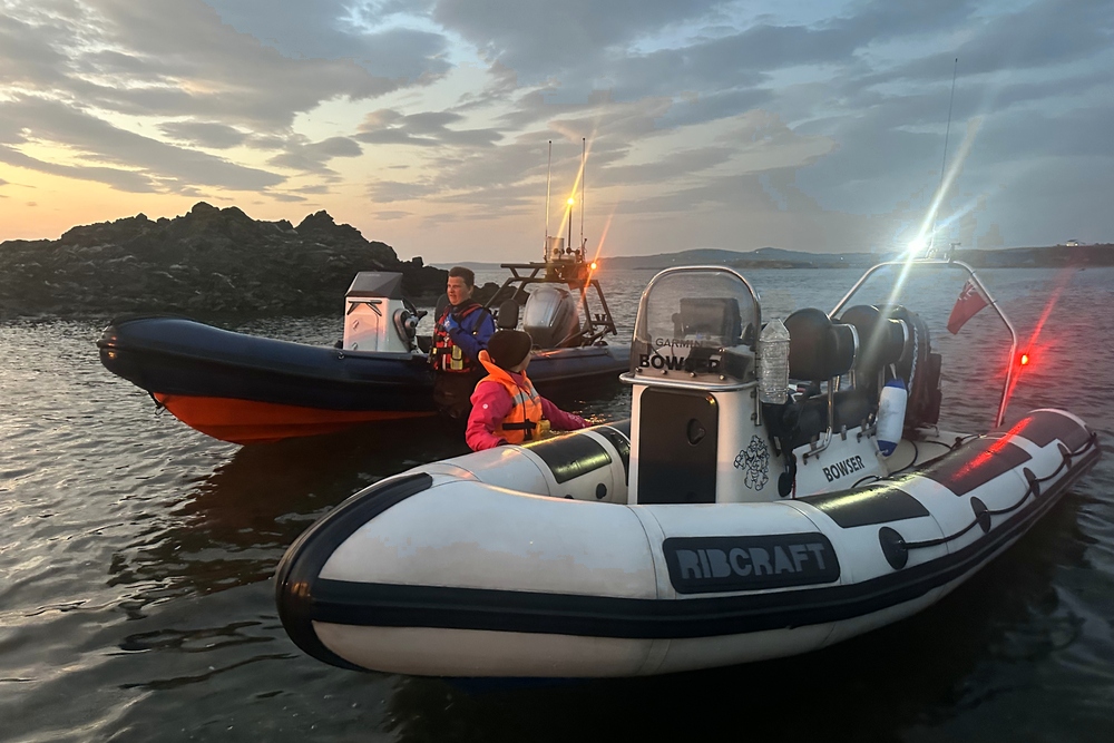Two RIBs returning to Holyhead at dusk after an Irish Sea crossing from Dublin
