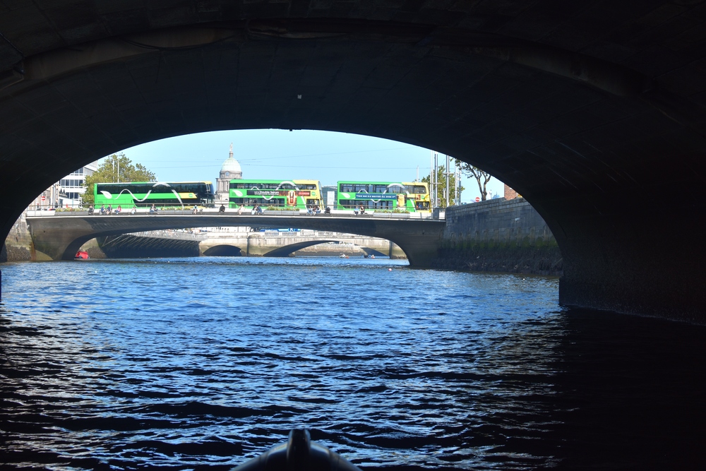 River Liffey view from a RIB beneath Dublin’s bridges during the Holyhead to Dublin passage