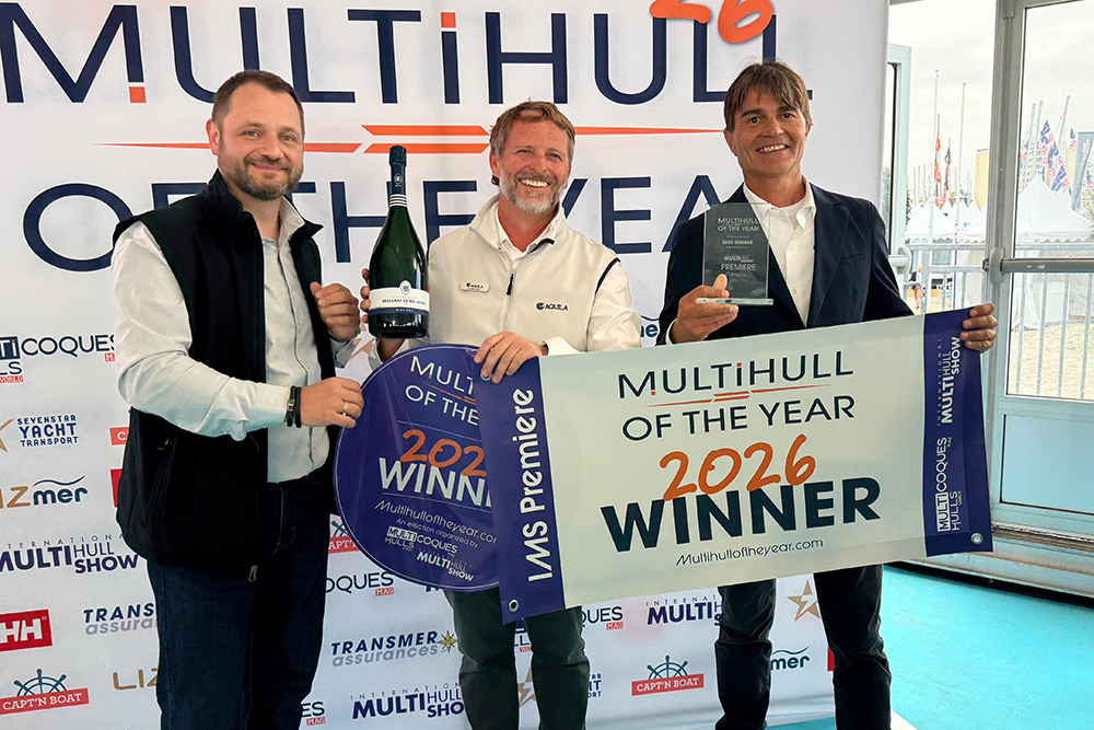 Aquila Catamarans team with 2026 Multihull of the Year Premiere award for the Aquila 50 Sail launch