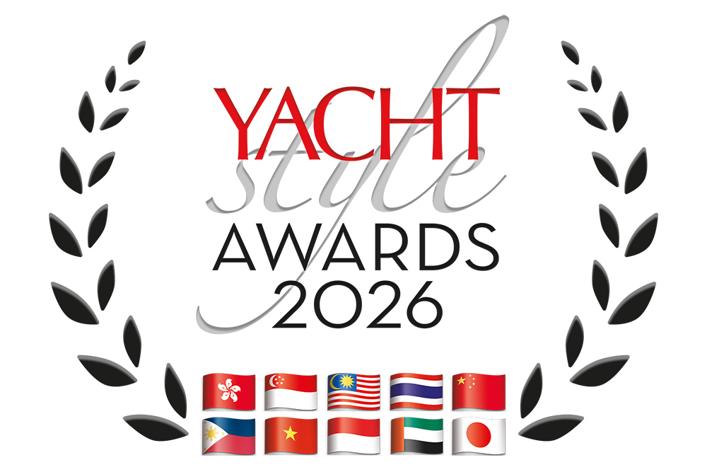 Yacht Style Awards 2026 logo with laurel wreath and Asia-Pacific national flags on a silver background