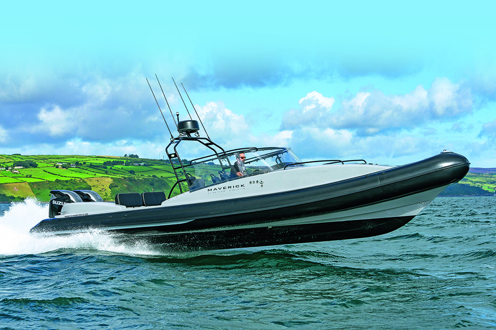 Large cruising RIB underway at speed.